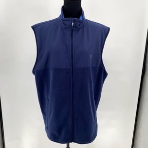 Chaps Men's Blue Fleece Full Zip Mockneck Vest Waist Pockets Size XL